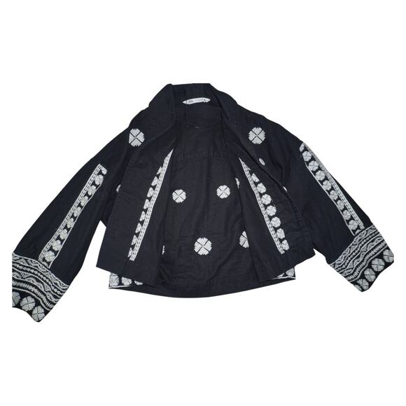 Zara Black Embroidered Button Front Jacket Women’s Size S Boho Folk Western - Picture 7 of 9